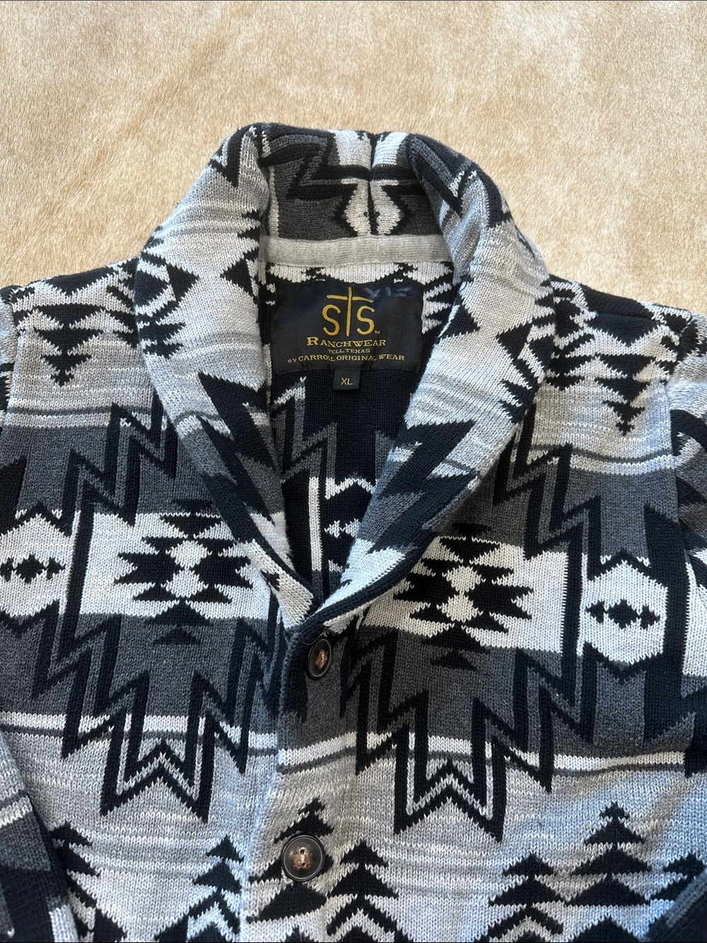 STS Ranchwear Black & Gray Aztec Button-Up Cardigan - Picture 2 of 4